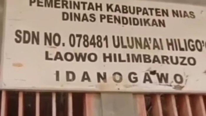 SDN nomor 078481 Ulunaai Hiligoo Hilimbarozu di Nias yang viral karena disebut 1 bulan tidak ada guru (Dok. Istimewa)