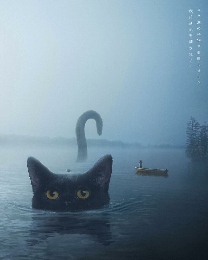 Bagaimana jadinya kalau kucing punya tubuh yang lebih besar dari manusia. Nah kurang lebih gambarannya seperti karya seniman digital dari Taiwan, xiang_0718.