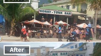 Honky Tonk Bar di Philipsburg St Martin sebelum dan sesudah badai Irma Foto: Boredpanda