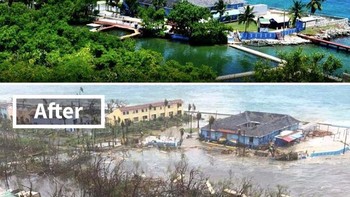 Area atraksi lumba-lumba di British Virgin Islands sebelum dan sesudah badai Irma. Foto: Boredpanda