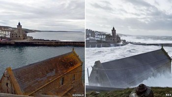 Gambar sebelum dan sesudah badai yang melanda daerah selatan Inggris. Foto: BBC