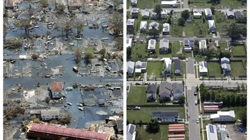 Daerah di New Orleans sebelum dan sesudah badai Katrina pada 2015. Foto: Globalnews.ca