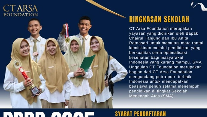 Poster penerimaan peserta didik baru SMAU CT Arsa Foundation (Foto: Dok. SMAU CT Arsa Foundation)