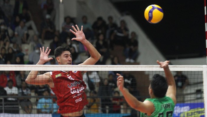 Pebola voli Jakarta Lavani Livin Transmedia melakukan selebrasi usai mencetak angka saat laga melawan tim Palembang Bank Sumsel dalam pertandingan Proliga 2025 Putaran Pertama Minggu Ketiga di GOR Ken Arok, Malang, Jawa Timur, Minggu (19/1/2025). Jakarta Lavani menang atas Palembang Bank Sumsel dengan skor 3-0 (25-19, 25-22, 25-16). ANTARA FOTO/Ari Bowo Sucipto/foc.