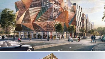 Gedung Spektrum di Nya Hovas, Swedia. Gambar render keren tapi hasil sebenarnya malah kusam. Foto: Boredpanda