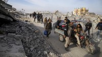 Gencatan senjata di Gaza resmi berlaku pada Minggu (19/1/2025). (AP Photo/Jehad Alshrafi)