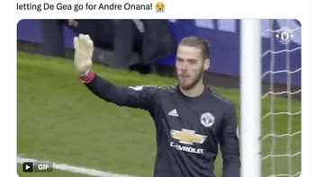 Membiarkan David De Gea pergi dan menggantikannya dengan Onana dinilai salah satu kesalahan terbesar MU. Foto: X.com