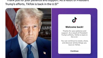 TikTok sendiri berterima kasih pada Trump sehingga saat ini bisa kembali online di AS. Foto: X.com