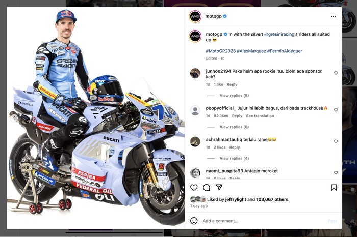Tim Gresini Racing MotoGP 2025 meluncur