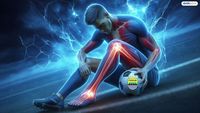 Ilustrasi pemain Persib cedera.