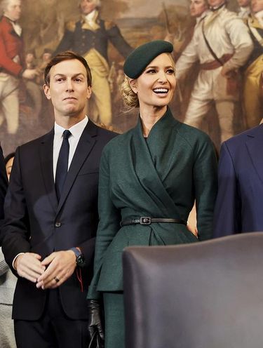 From left, Eric Trump, Jared Kushner, Ivanka Trump and Donald Trump Jr., arrive before the 60th Presidential Inauguration in the Rotunda of the U.S. Capitol in Washington, Monday, Jan. 20, 2025. (Chip Somodevilla/Pool Photo via AP)
