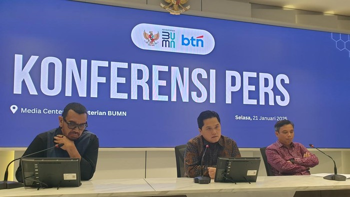 Menteri BUMN Erick Thohir, Direktur Utama PT BTN (Persero) Tbk Nixon LP Napitupulu, Stafsus Menteri BUMN Arya Sinulingga
