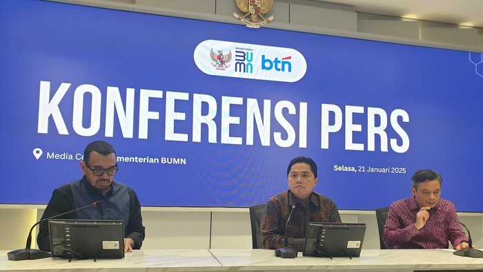 Menteri BUMN Erick Thohir, Direktur Utama PT BTN (Persero) Tbk Nixon LP Napitupulu, Stafsus Menteri BUMN Arya Sinulingga