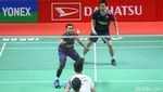 Potret Ahsan/Hendra Melaju ke 16 Besar Indonesia Masters 2025
