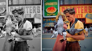 Potret jalanan di New York, 1954. Foto: Boredpanda/Sebastien De Oliveira