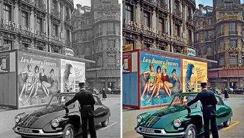 Petugas lalu lintas saat menilang mobil yang parkir sembarangan di Champs-Elysees, Paris. Foto: Boredpanda/Sebastien De Oliveira