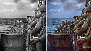 Potret para tentara  mempersiapkan pendaratan pada 1944. (Foto: Boredpanda/Sebastien De Oliveira)