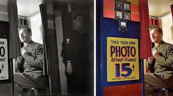 Bilik foto seharga 15 Sen di lobi di Pusat Layanan Perserikatan Bangsa-Bangsa di Washington, D.C., Desember 1943. Foto: Boredpanda/Sebastien De Oliveira