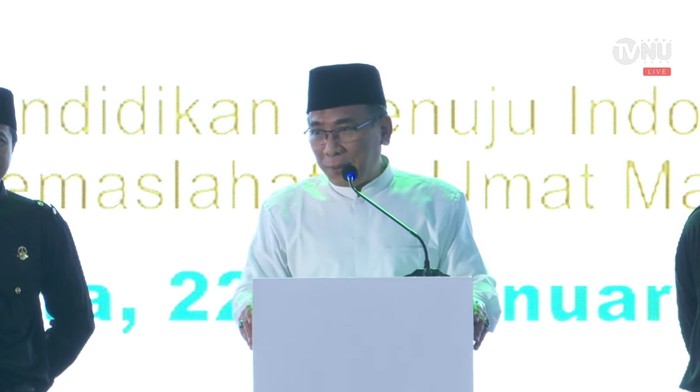 Ketum PBNU Gus Yahya membuka acara Kongres Pendidikan NU, Rabu (22/1/2025)