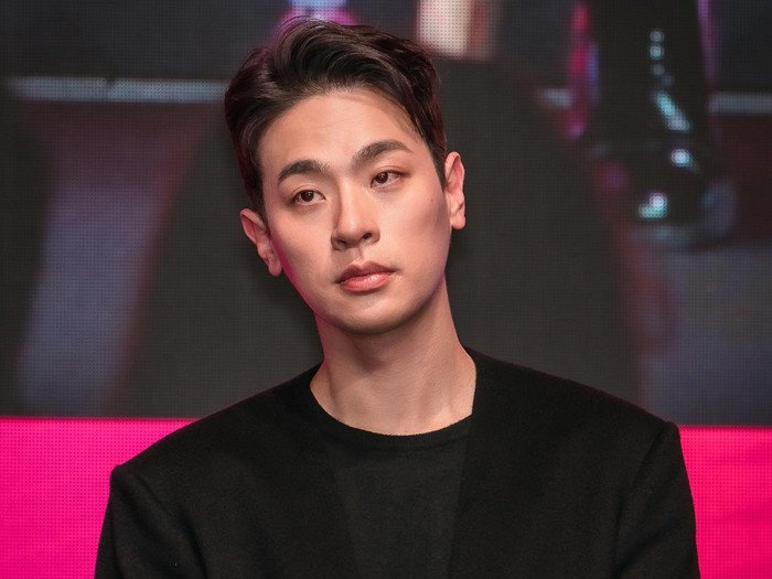 Newtopia Park Jeong Min di konferensi pers drama Korea Newtopia.