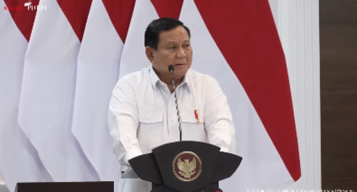Presiden RI Prabowo Subianto saat rapat kabinet paripurna.