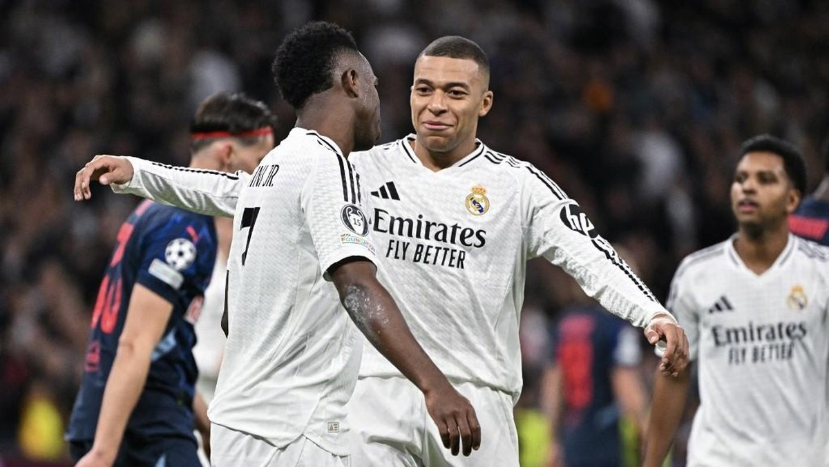 Vinicius Junior ingin Kylian Mbappe mendapat gelar to skorer di semua ajang. (Foto: AFP/JAVIER SORIANO)