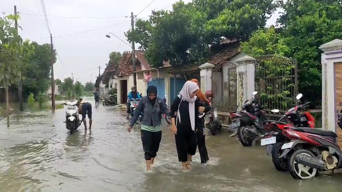 Genangan banjir di Desa Pasuruan Lor, Kecamatan Jati, Kudus, Kamis (23/1/2025).