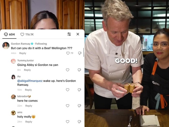 Wanita asal Filipina ditantang membuat lumpia beef wellington oleh Gordon Ramsay