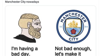 Hari-hari fans City semakin bertambah buruk karena belakangan sering menderita kekalahan. Foto: X.com