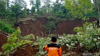Tanah yang longsor merupakan perkebunan yang dikelola warga setempat. Kontur perkebunan ini cukup curam seperti lereng. Lebar tanah yang longsor sekitar 20 meter, tingginya sekitar 12 meter.