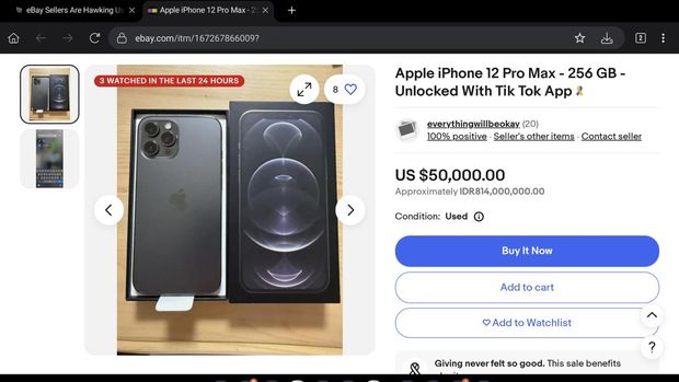 iPhone dengan aplikasi TikTok dijual Rp 800 jutaan