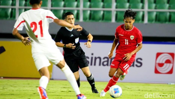Laga Timnas Indonesia U-20 Vs Yordania U-20 dalam ajang Mandiri U-20 Challenge Series 2025 di Stadion Gelora Deltas Sidoarjo Jatim, Jumat (24/1/2025).