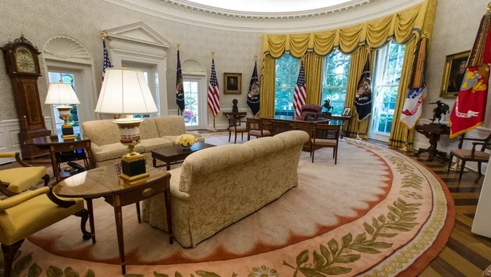 Penampakan ruang oval di masa Presiden Trump/Shuran Huang via New York Post Penampakan ruang oval di masa Presiden Trump