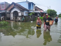 Potret Banjir di Kudus Akibat Meluapnya Air Sungai Wulan