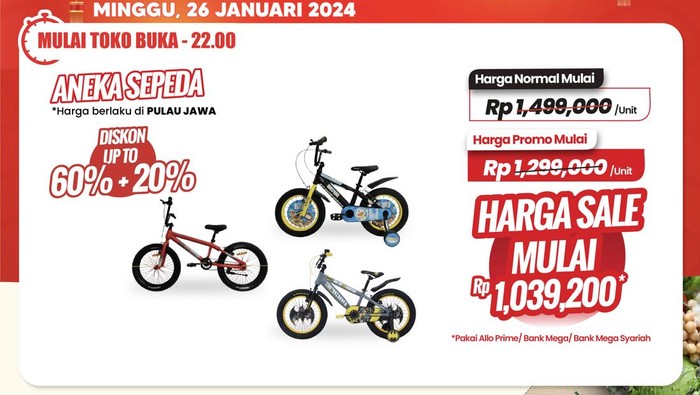 Beli Sepeda di Transmart Full Day Sale Banjir Diskon, Hemat Rp 450 Ribuan