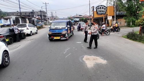 Lokasi kecelakaan yang berujung calon pengantin pria di Pematangsiantar meninggal dunia (Dok. Satlantas Polres Pematangsiantar)
