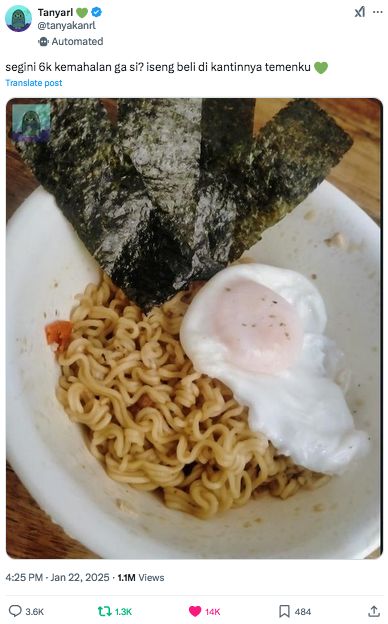 Mie Goreng Rp 6 Ribu Topping Nori dan Telur Ini Picu Perdebatan