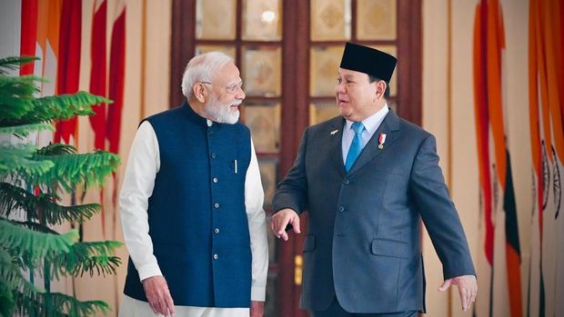 Perdana Menteri (PM) India Narendra Modi (kiri) dan Presiden RI Prabowo Subianto (kanan) (dok Laily Rachev - Biro Pers Serpres)