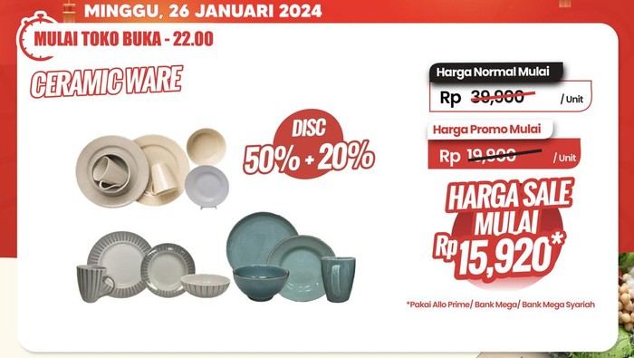 Piring-Gelas Cantik Diobral Murah di Transmart Full Day Sale, Cuma Rp 15 Ribuan