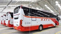 Bus ini juga terlihat gagah dengan kaca depan double glass yang modern. Nilai plus bus PO Raya ini adalah, area eksteriornya tampak bersih dan elegan lantaran minim stiker. Dengan memakai sasis Mercedes-Benz OH 1626 L Euro 4, bus ini memiliki ruang bagasi yang luas, tembus kanan dan kiri. Foto: Dok. Laksana
