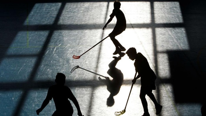 UZHHOROD, UKRAINE - FEBRUARY 9, 2020 - Players are seen in action during a match at the floorball tournament of Ukraine in Uzhhorod, western Ukraine. - PHOTOGRAPH BY Ukrinform / Future Publishing (Photo credit should read Serhii Hudak/ Ukrinform/Future Publishing via Getty Images)