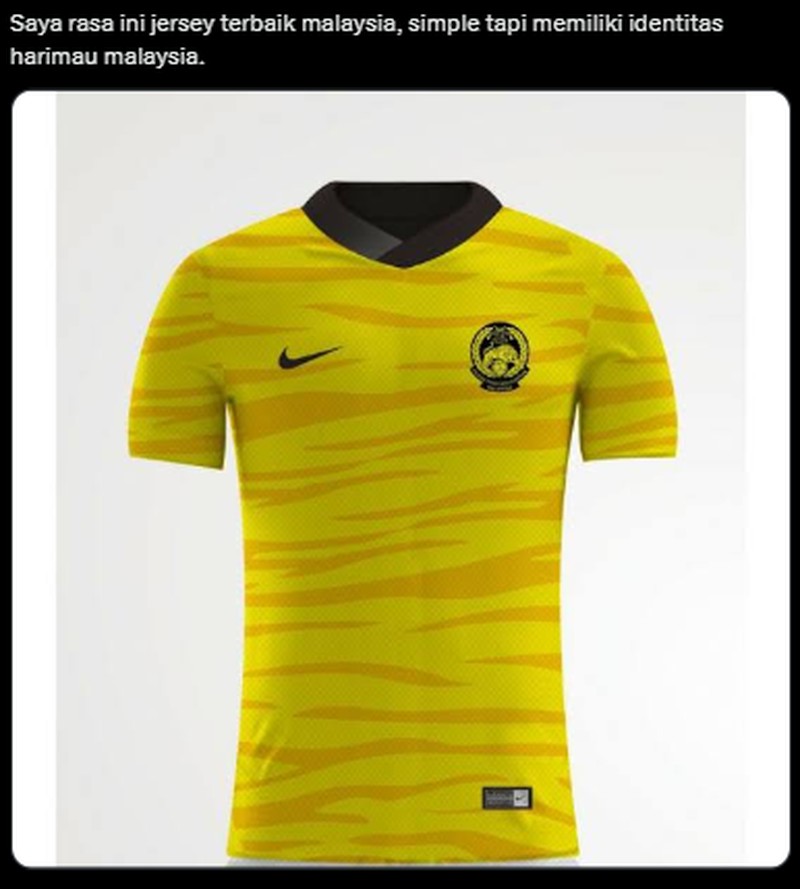 Timnas sepakbola Malaysia resmi merilis jersey baru. Orang-orang menyebut jersey ini seperti seragam wasit dan mirip seperti yang dipakai pemain shaolin soccer.