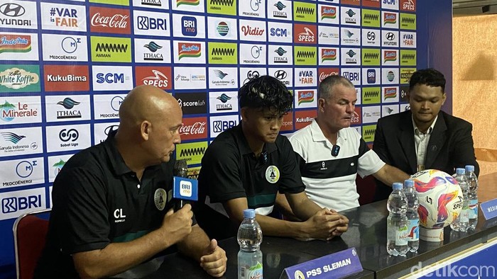 Jumpa pers PSS Sleman usai menghadapi Semen Padang di Stadion Sultan Agung, Bantul, Minggu (26/1/2025).