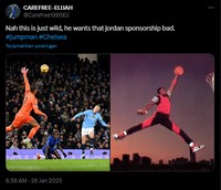 Manchester City berhasil mengalahkan Chelsea dengan skor akhir 3-1. Dalam hal ini kiper Chelsea Robert Sánchez, disamakan dengan Onana. Berikut meme-nya.