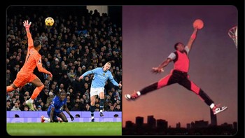 Oh ternyata gaya Sánchez semalam tuh mengikuti Michael Jordan. Foto: (X).