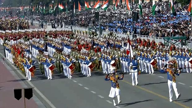 Prabowo Naik Kereta Kuda Bareng Presiden India di Parade Hari Republik. (Tim Media Prabowo)