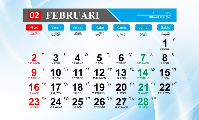 Kalender Februari 2025