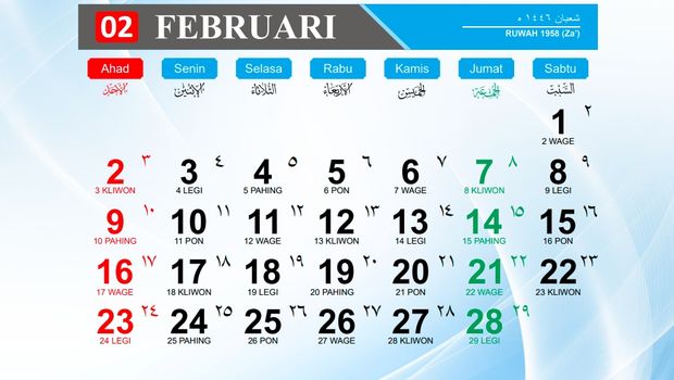 Kalender Februari 2025