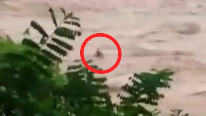 Tangkapan layar video Abdul saat tenggelam di Sungai Cikandang