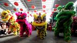 Atraksi Barongsai Semarakkan Imlek di Wihara Sakyamuni Aceh